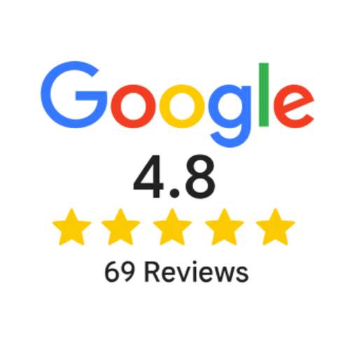 Google rating badge showing a 4.8-star rating and 69 reviews 