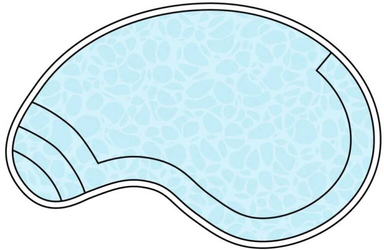 Freeform plunge pool layout diagram with curved edges and entry steps in a compact backyard design in Newcastle NSW